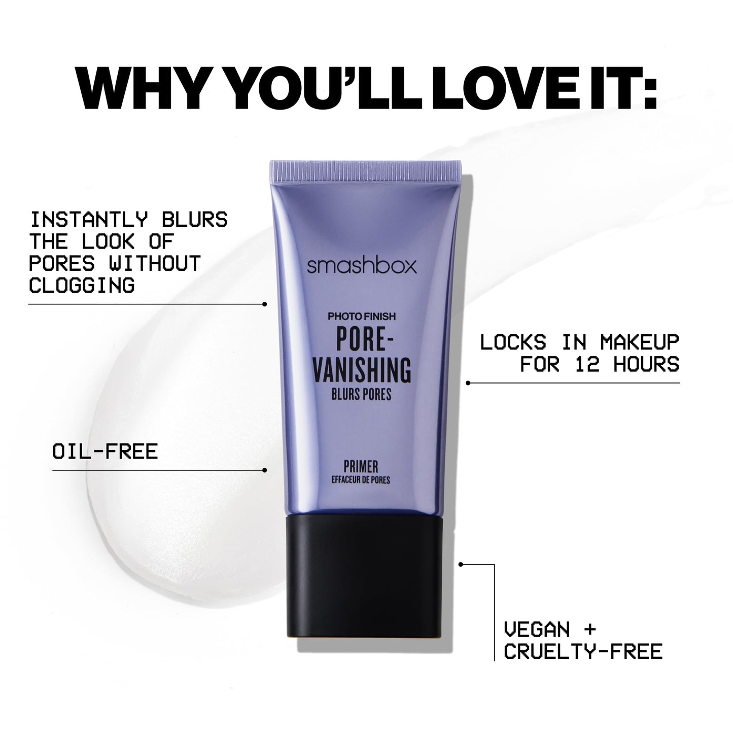 Smashbox Pore Vanishing Primer | Controls Shine, Blurs Pores + Locks in Makeup with a Matte Finish, 0.34 Fl Oz
