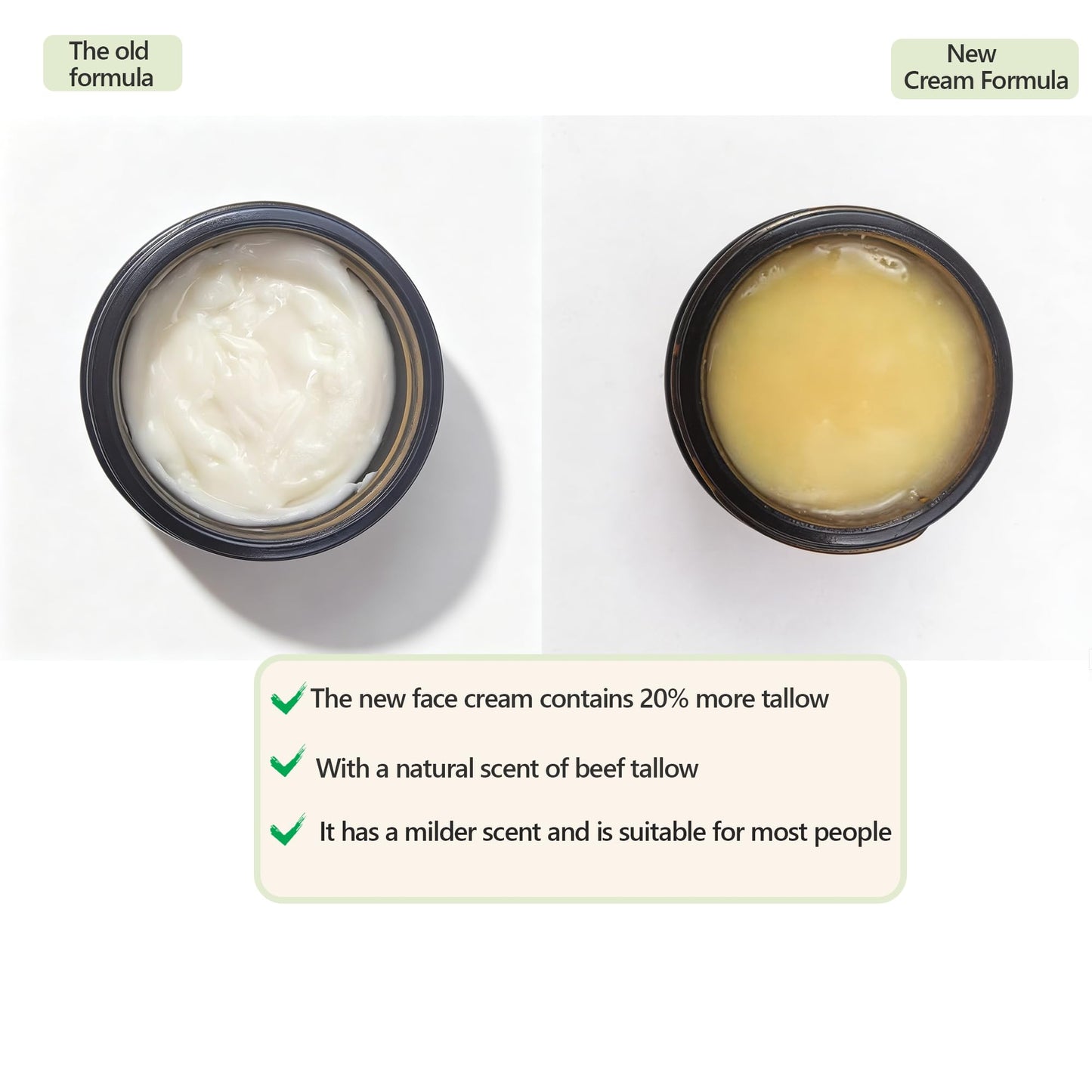 Beef Tallow Face Moisturizer - Tallow and Honey Balm with Orange Blossom, Intensely Hydrating for Dry Skin, Natural Whipped Cream for Face & Body, in Glass Jar, 4.23 oz (120g)