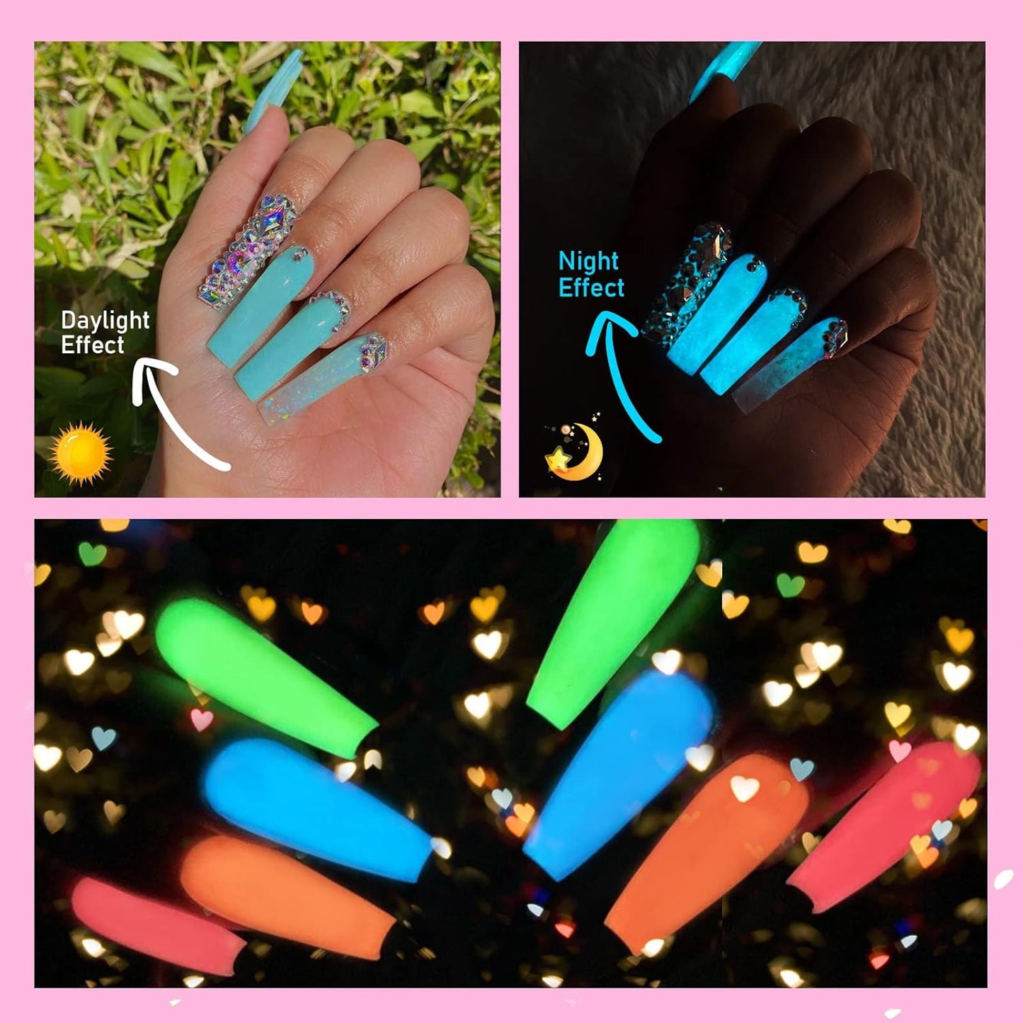 SAVILAND Glow in the Dark Gel Nail Polish Set | 12 Luminous Neon Colors with Cat Eye Magnets