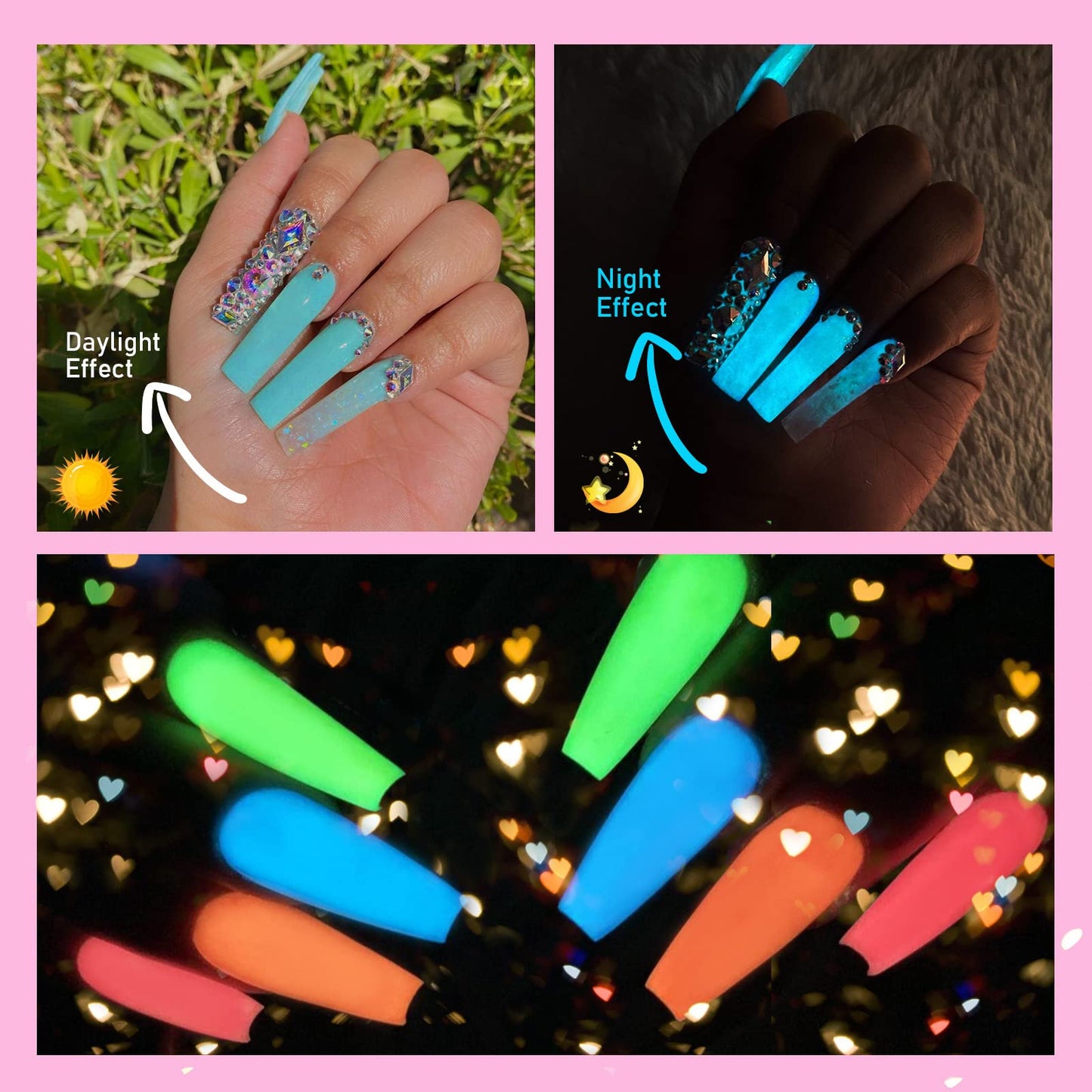 SAVILAND Glows in The Dark Gel Nail Polish Set - 12 Holiday Colors Luminous Neon Nail Gel Polish Set Cat Eye Polish Magnet Set 2024 5 in 1 Multi-Function Cat Eye Nail Magnet for Nails Easy Use Magnet