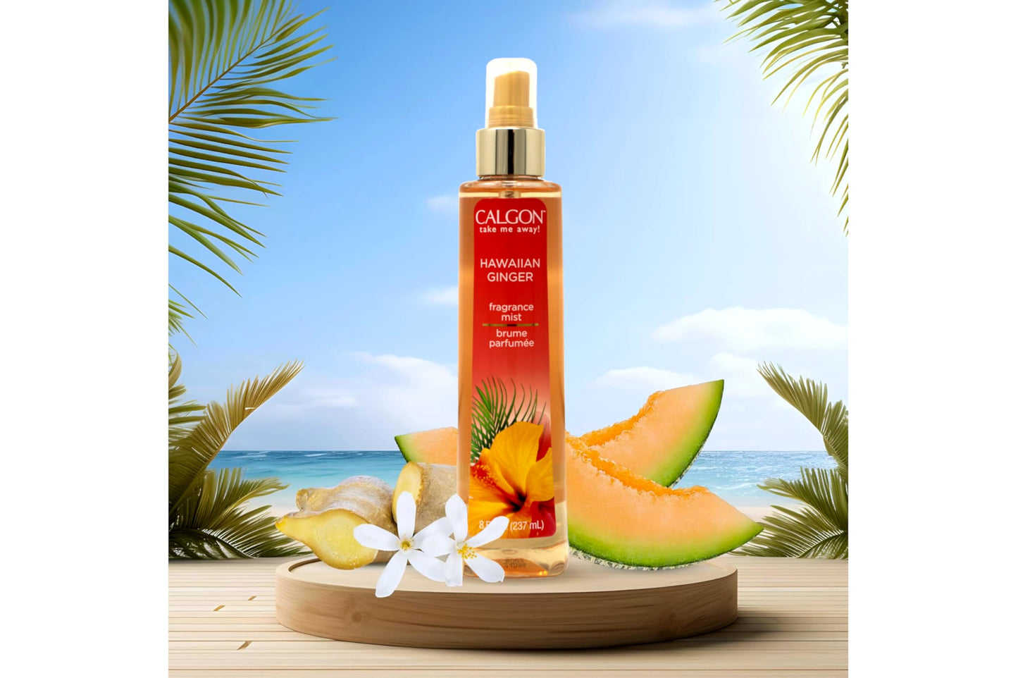 Calgon Hawaiian Ginger Fragrance Body Mist 8 oz (Pack of 3)