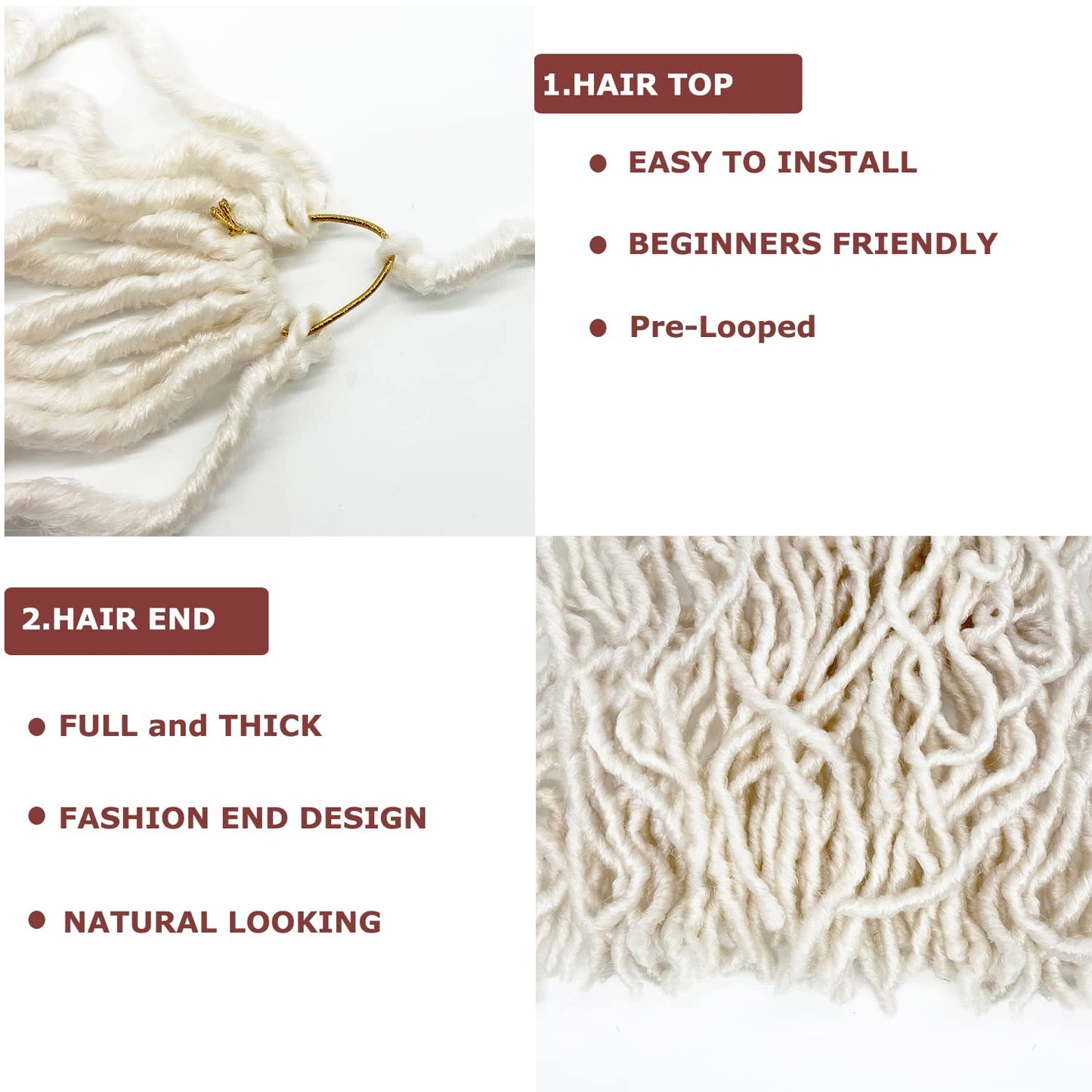 White 7 Packs Soft Locs 36 Inch Faux Locs Crochet Hair for Black Women Whole Strand Pre-looped Long New Locs Braiding Hair Extension