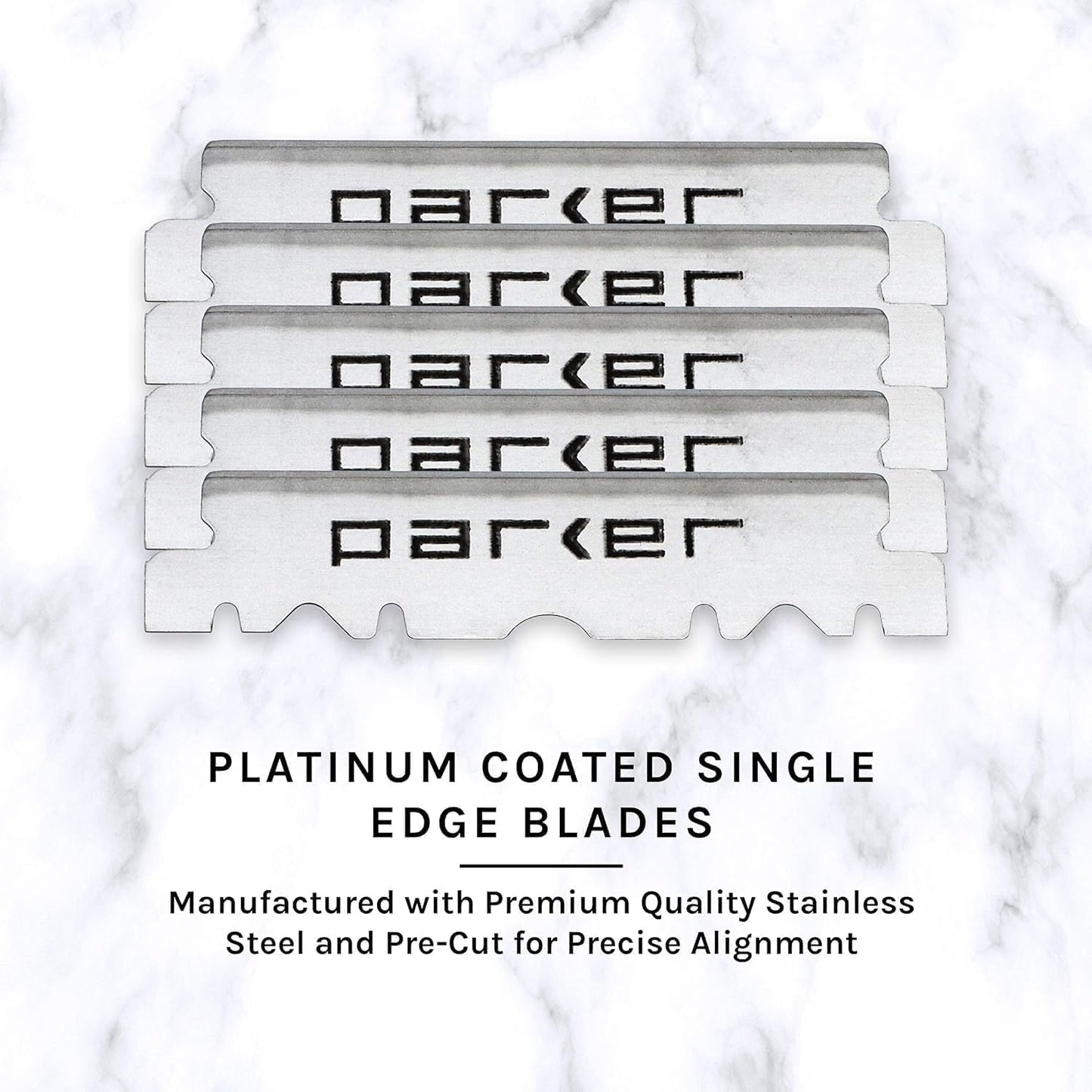 Parker SR1 Stainless Steel Straight Edge Barber Razor – Professional Shavette for Barbers & Home Use with 5 Premium Platinum Half Blades – Replaceable Blade Straight Razor for Close, Smooth Shaves