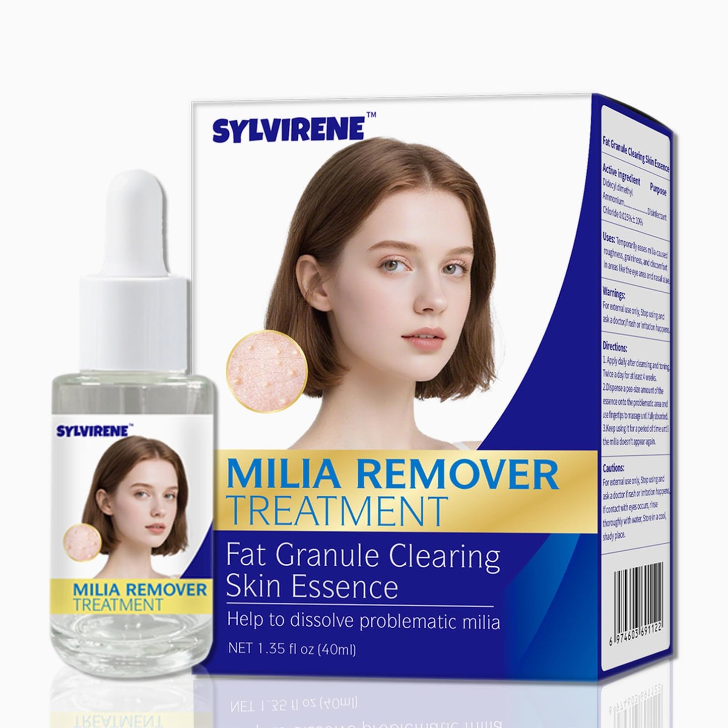 Sylvirene 40 ml Milia Remover Serum for Eyes & Face, Milia Removal Essence, Milia Spot Remover Serum for Clear Skin