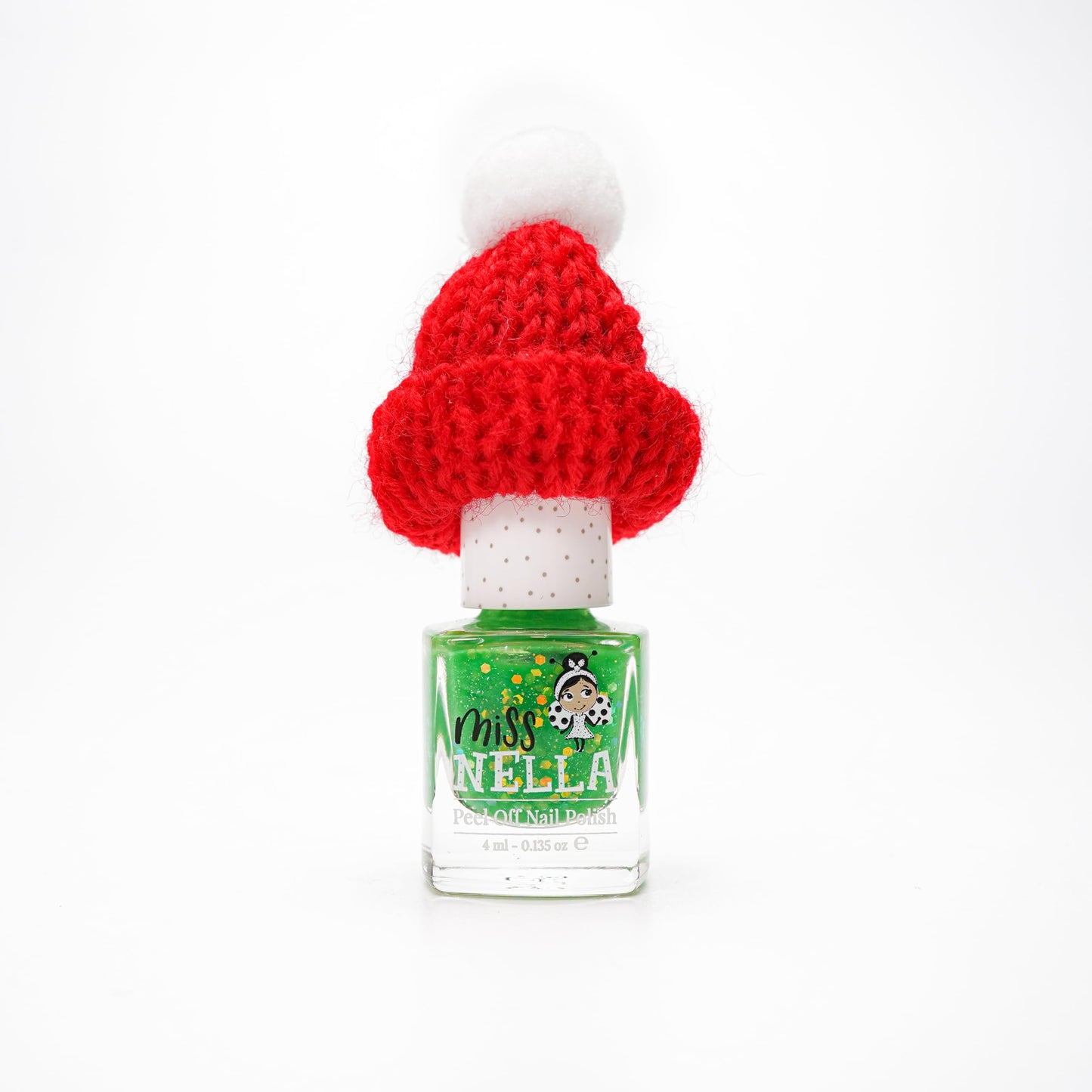 MISS NELLA Christmas Glitters Special Glitter Kids Nail Polish 6 Pack: red, pink, silver, green, blue and burgundy Peel-off Water Based Formula