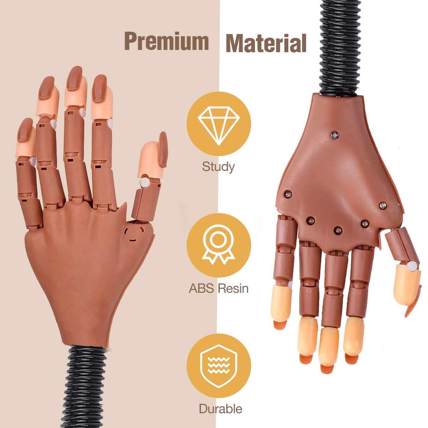 Upgrade Nails Don't Fall Off Easily Nail Trainning Train Practice Hand, Nail Display Manicure Supply, Flexible Movable False Fake Hands for Nail Manicure, Best Manicure DIY Print Practice Tool