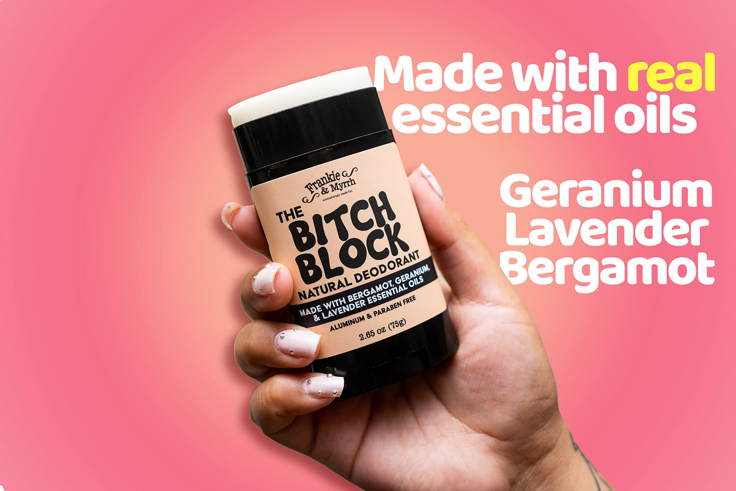 Frankie & Myrrh B!#ch Block Deodorant 2-Pack | Bergamot, Geranium, Lavender | Natural with Essential Oils | Aluminum-Free (256 oz) | Paraben & Phthalate Free