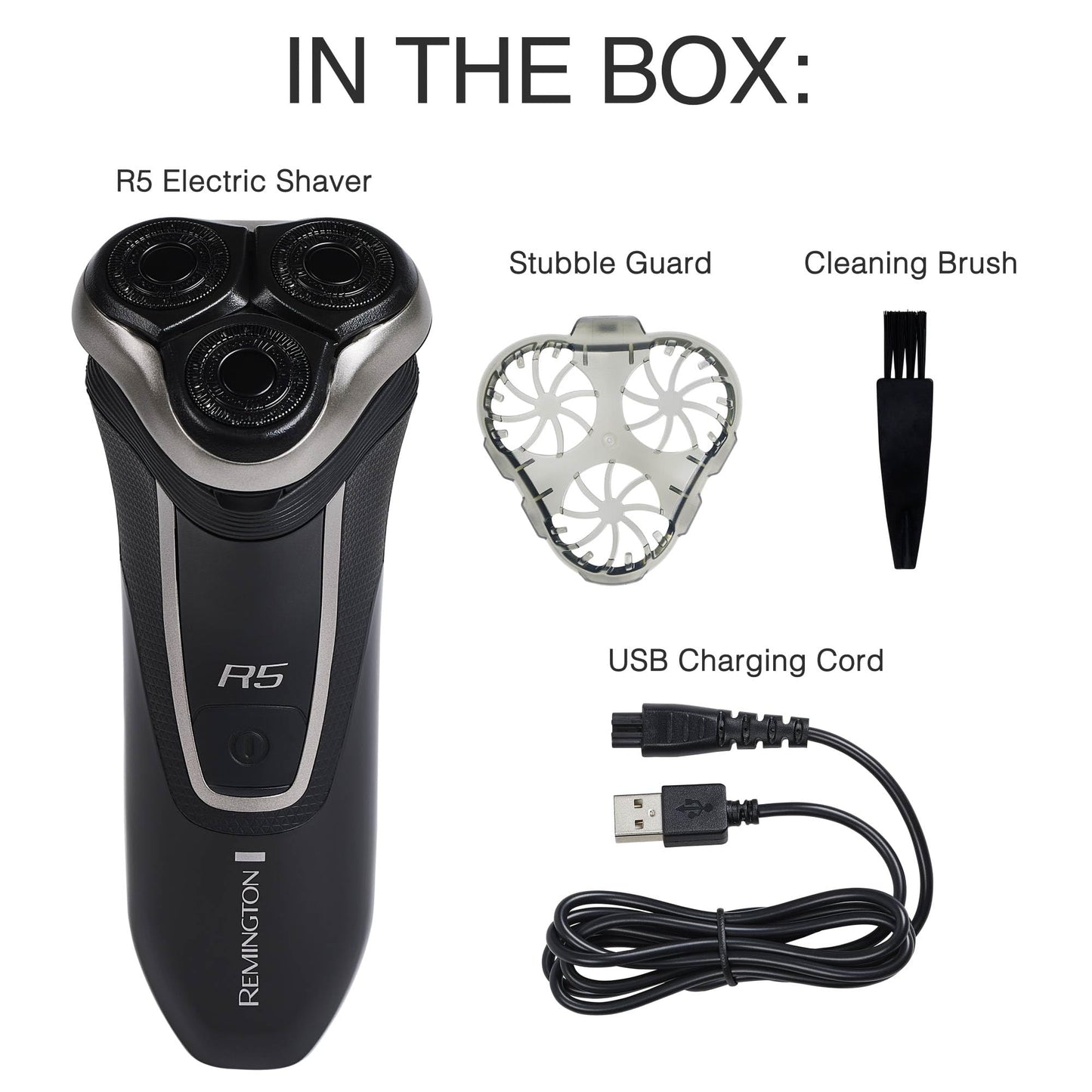 Remington R5 Style Series Rotary Shaver for Men, Smooth Glide for Sensitive Skin Comfort, Waterproof Rechargeable Electric Razor with Graphite Coating and Contour Technology