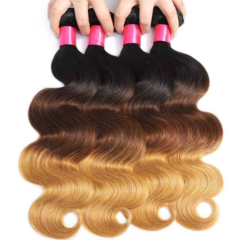 1B/4/27 Bundles Ombre Brazilian Human Hair Body Wave One Bundle 16inch 1B/4/27 Ombre Brazilian Virgin Human Hair Body Wave Weave Bundle Extension Three Tone