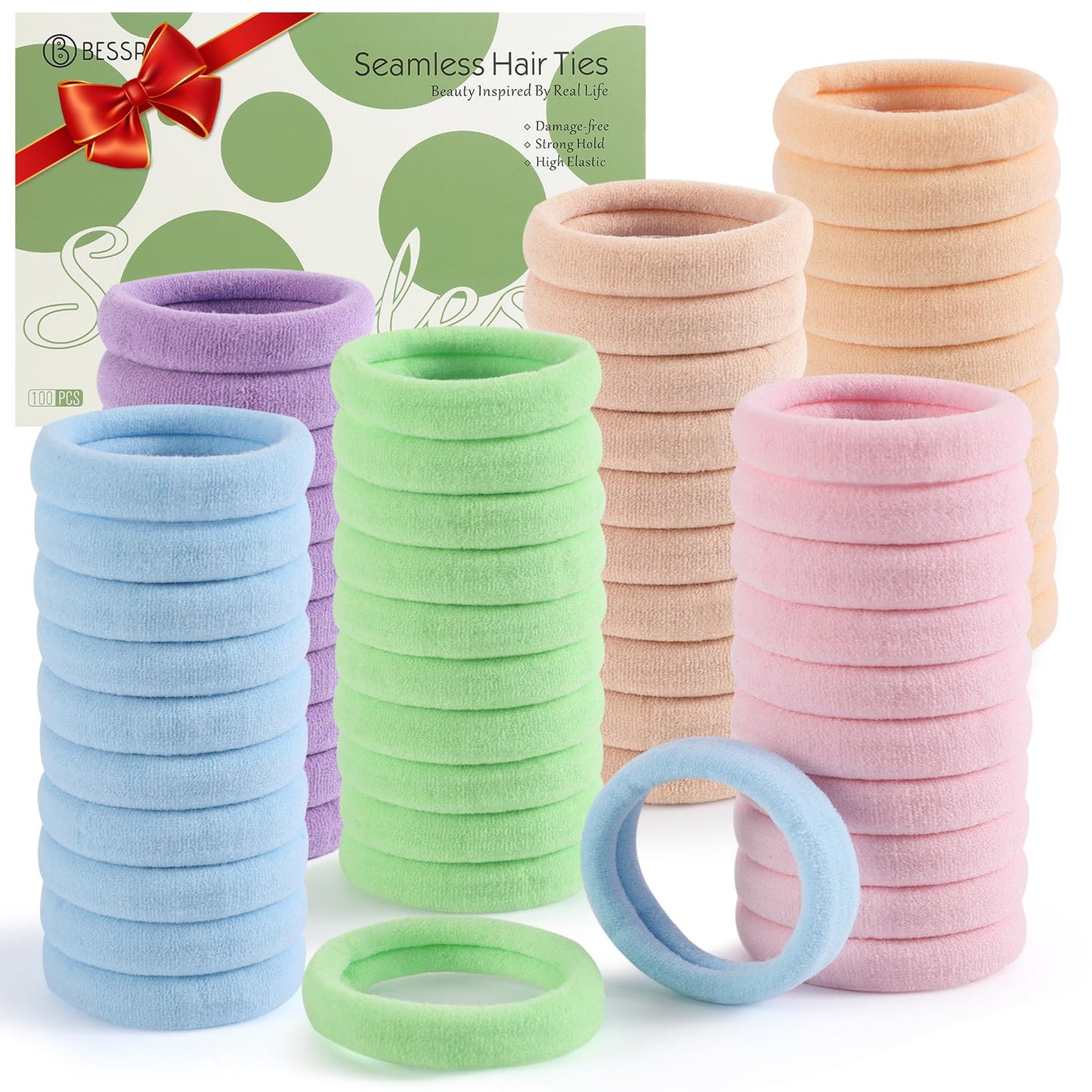 100 PCS Seamless Hair Ties…