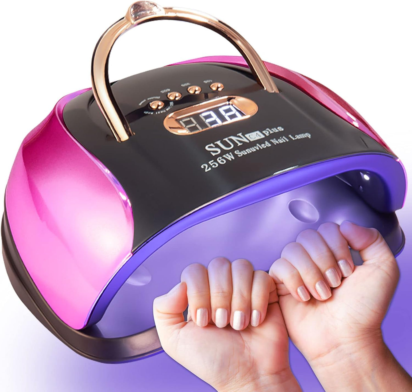 UV LED Nail Lamp - 256W Professional Gel Nail Dryer with 4 Timer Settings | 57 Dual Light Beads, Ideal for Salon Use