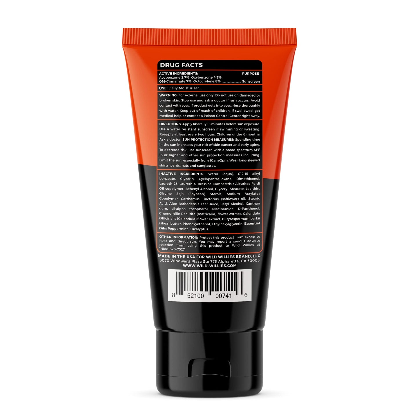 Wild Willies Men's Daily Facial Moisturizer SPF 30 - Antioxidant & Essential Oil Formulated Face Moisturizer for Men - Lightweight Face Lotion for Dry or Oily Skin - Men's Skin Care