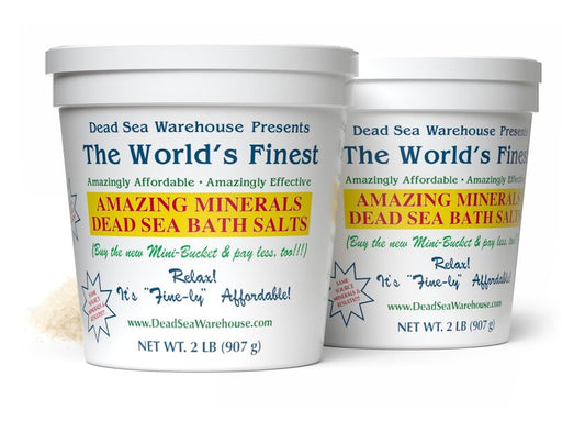 Dead Sea Warehouse - Dead Sea Salts for Soaking - 100% Dead Sea Mineral Bath Salts - Great for Soothing Muscles Aches, Relaxation, Alleviate Skin Issues - Unscented - 2 lbs - (2 Pack)