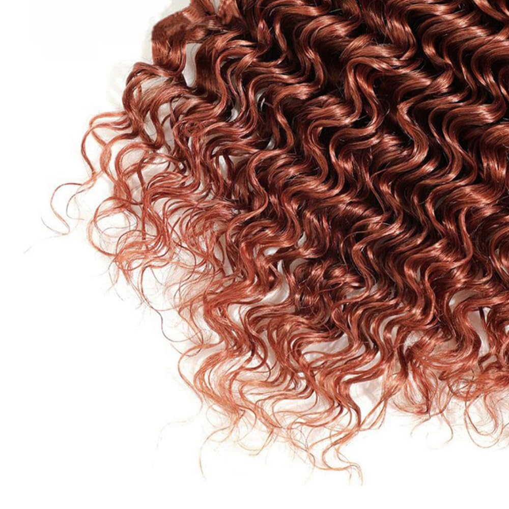 #33 Copper Red Bundles Reddish Brown Human Hair Bundle Brown Deep Wave Bundles 20 22 24 inch Copper Red Deep Wave Bundle