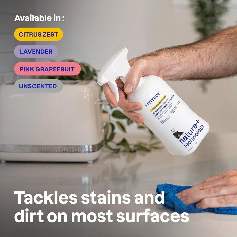 All Purpose Cleaner Spray - EWG Verified Vegan Formula | 94% Plant-Based Ingredients, Streak-Free, Citrus Zest Scent, 27.1 Fl Oz