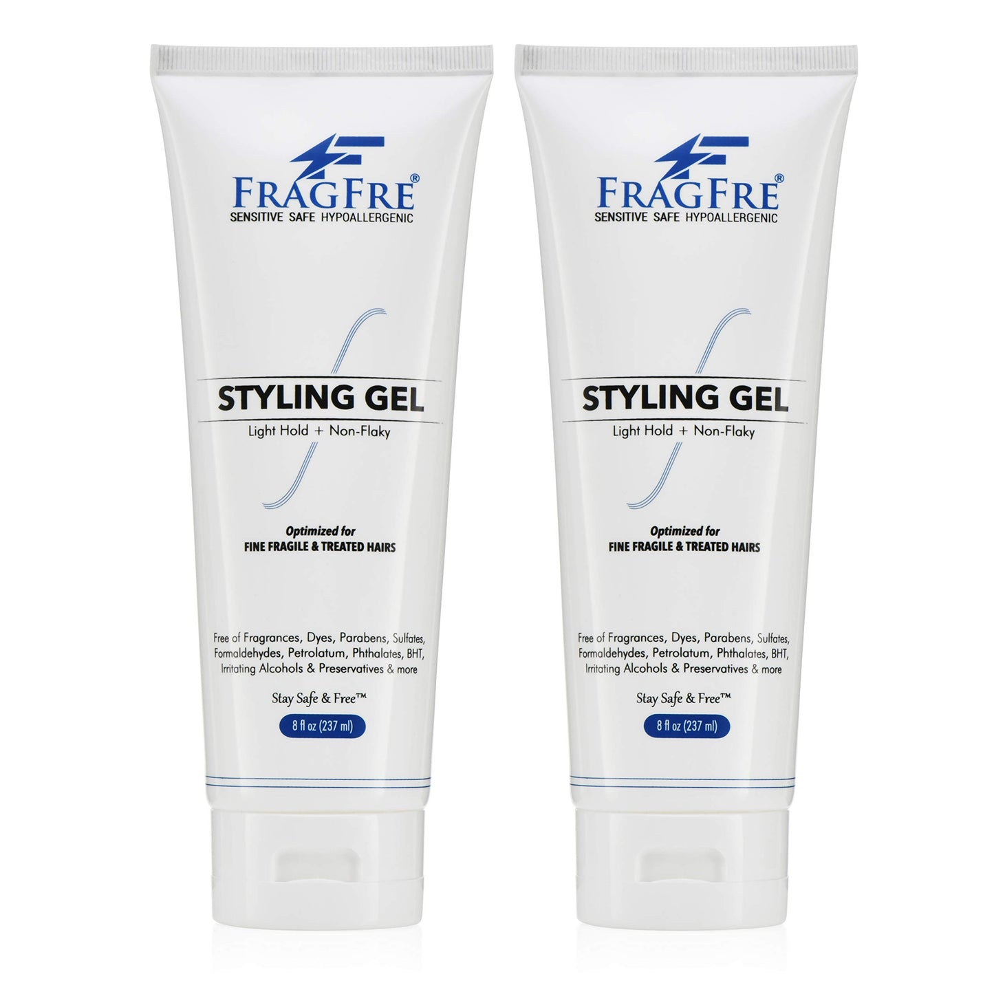 FRAGFRE Light Hold Hair Gel Fragrance Free 8 oz - Lightweight Styling Gel for Fine Fragile and Weakened Hairs - Paraben Free Hypoallergenic Sensitive Formula - Vegan No Gluten/Cruelty