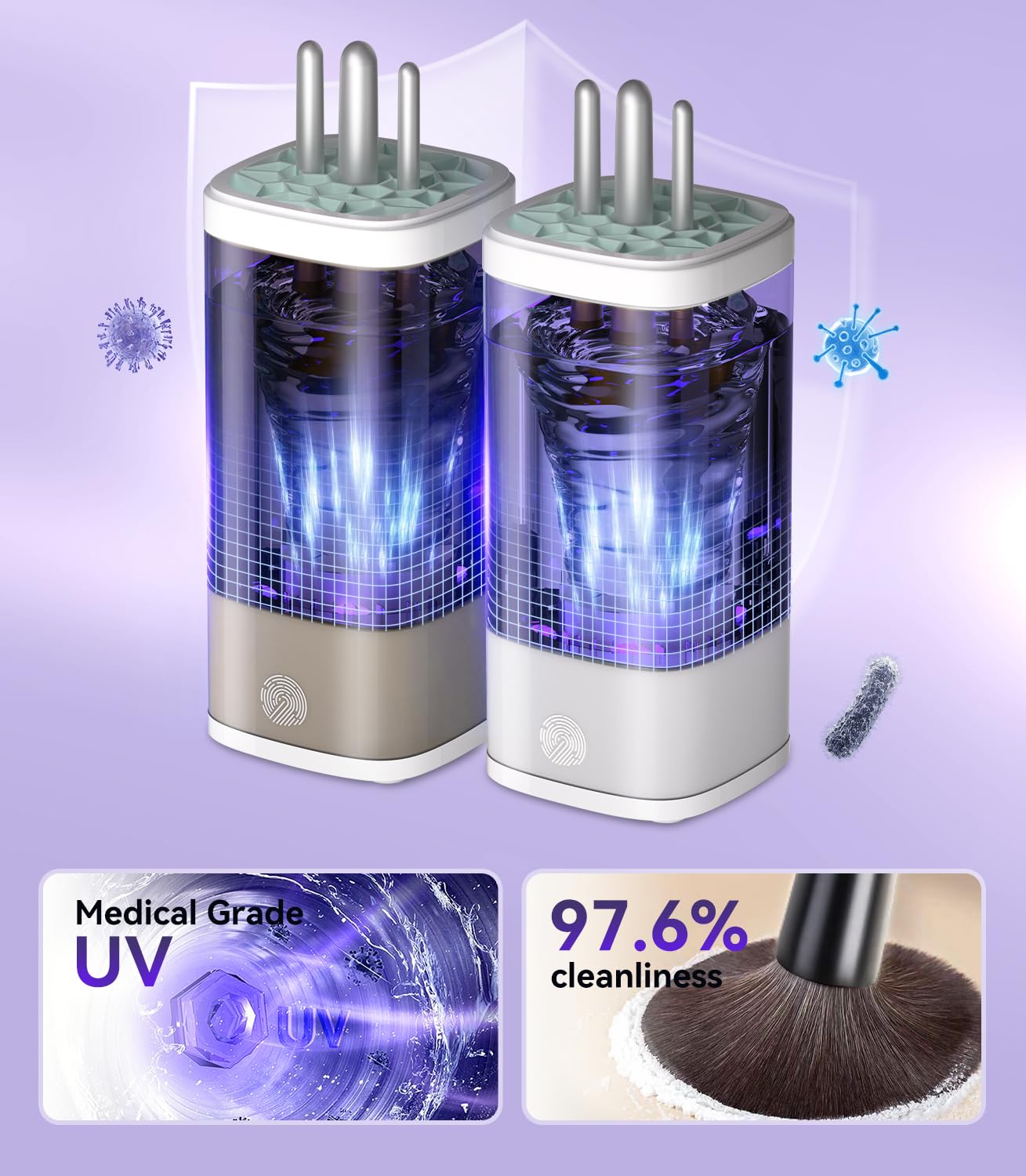 MSDQQTIY Electric Makeup Brush Cleaner - 9000 RPM Makeup Brush Cleaning Machine (Blue)