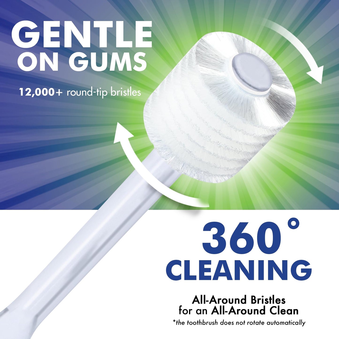 Brilliant Oral Care Adult Toothbrush with Soft Bristles, Round Head, and All-Around Clean for Teeth and Gums, Clear, 3 Pack