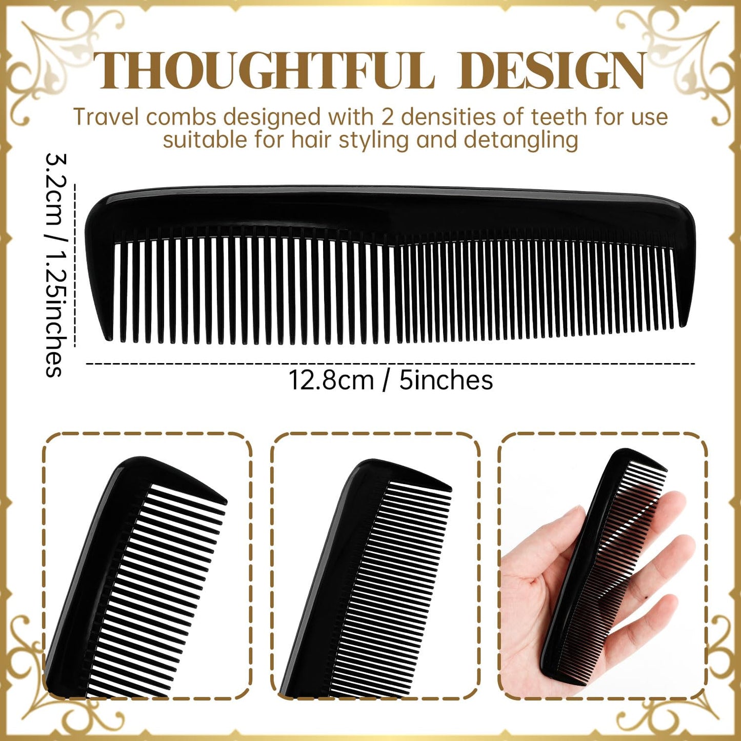 300 Pieces Hair Combs Bulk, 5 Inch Pocket Combs, Black Comb for Women and Men, Hotel, Travel, Charity, Homeless, Nursing Home