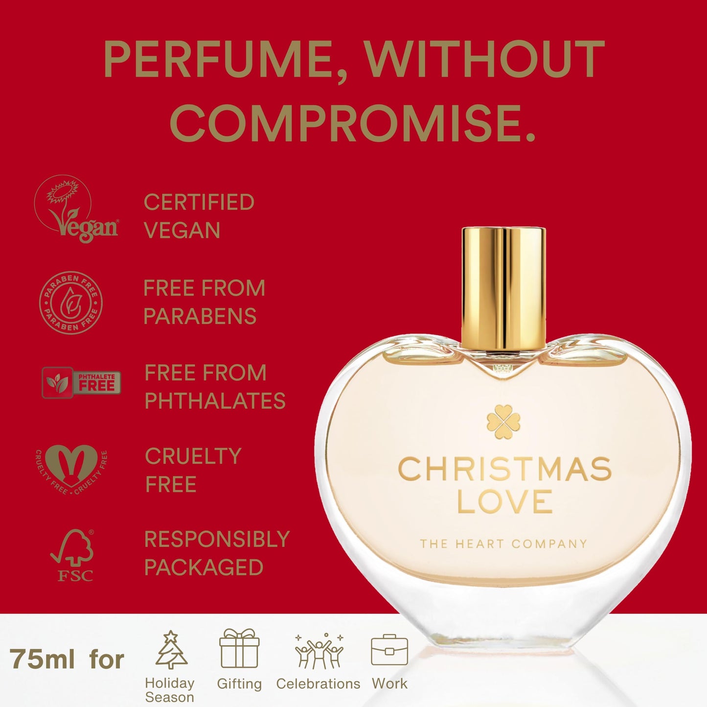 CHRISTMAS LOVE Fragrance - Christmas Gift for Her – Warm Spiced Eau de Parfum for Women with Cinnamon, Vanilla & Mandarin - Long Lasting Vegan Winter Perfume for Christmas & New Year’s Eve - 75ml