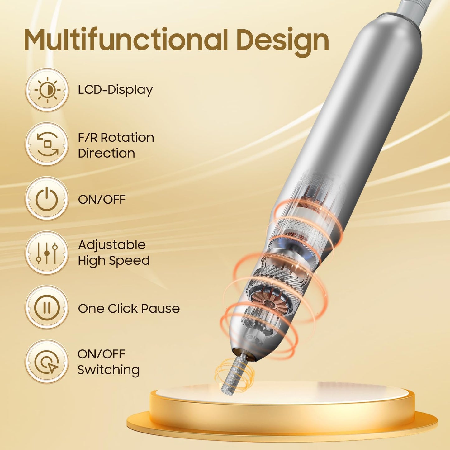 Gttiuey Electric Nail Drill, 35000RPM Nail Drill, Professional Rechargeable Nail File for Acrylic Nails Gel Polishing Removing,Efile Nail Kit for Manicure Salon Home, for Valentine's Day Gifts