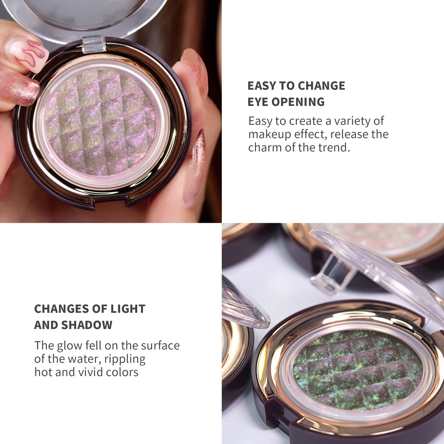 CHARMACY Multichrome Cream Eyeshadow, Intense Color Shifting Creamy Eye Shadows, Highly Pigmented, Metallic Shimmer Eyeshadow