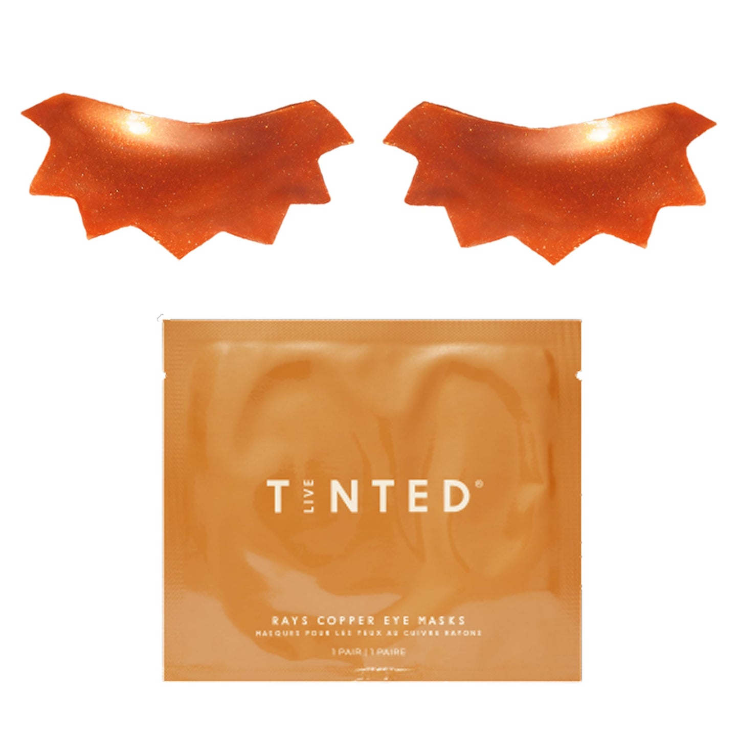 Live Tinted Rays Copper Peptide Eye Masks - Cooling, Brightening, and Nourishing Under Eye Patches, Reduces Fine Lines, Depuffs, & Hydrates with Copper Peptides, Banana Extract, and Bakuchiol - 1 Pair