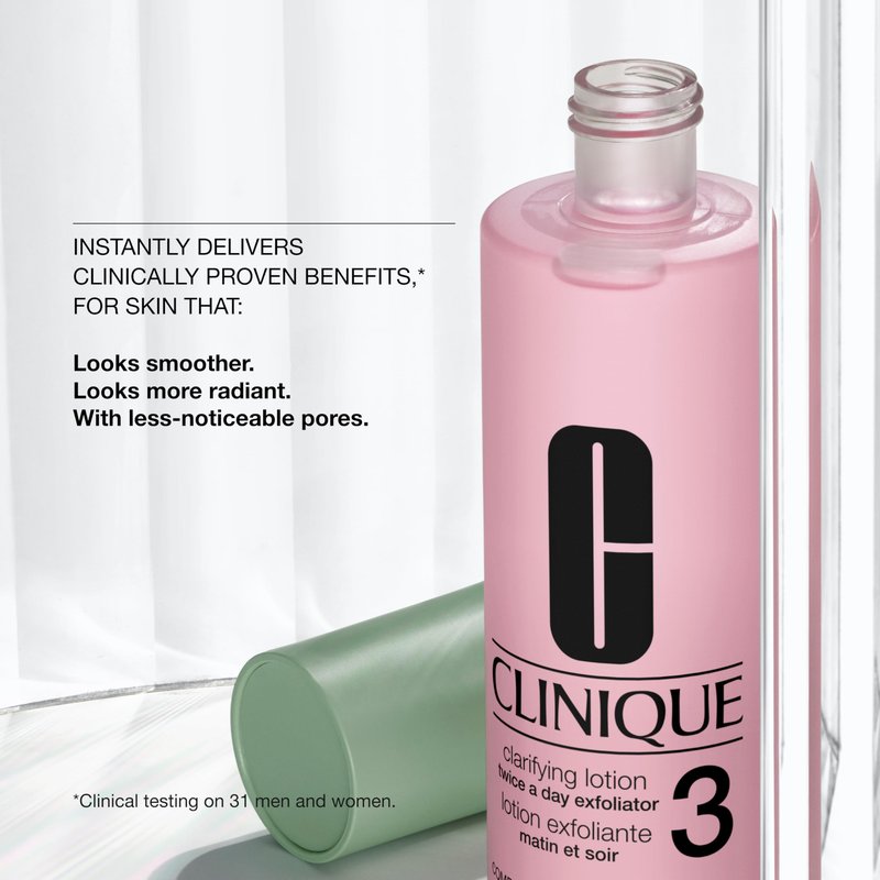 Clinique 3-Step Clarifying Lotion Face Exfoliator 3 | T oner With Witch Hazel + Salicylic Acid | For Combination Oily Skin Types, 16.5 Fl Oz