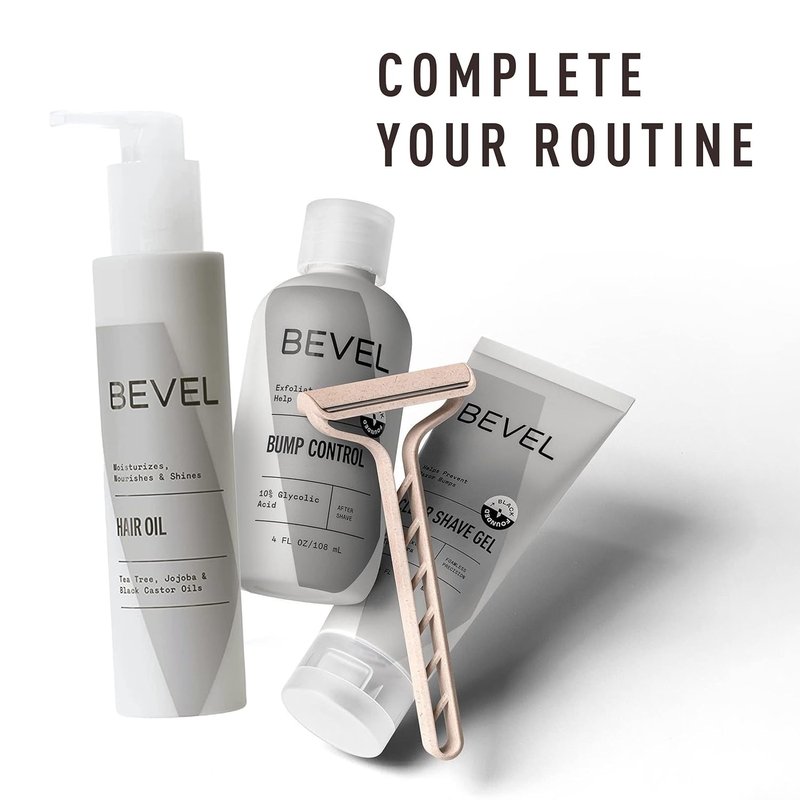 Bevel Essentials Disposable Safety Razor Kit - 5 Stainless Steel Double-Sided Razors & Shave Gel | Men's Grooming Set