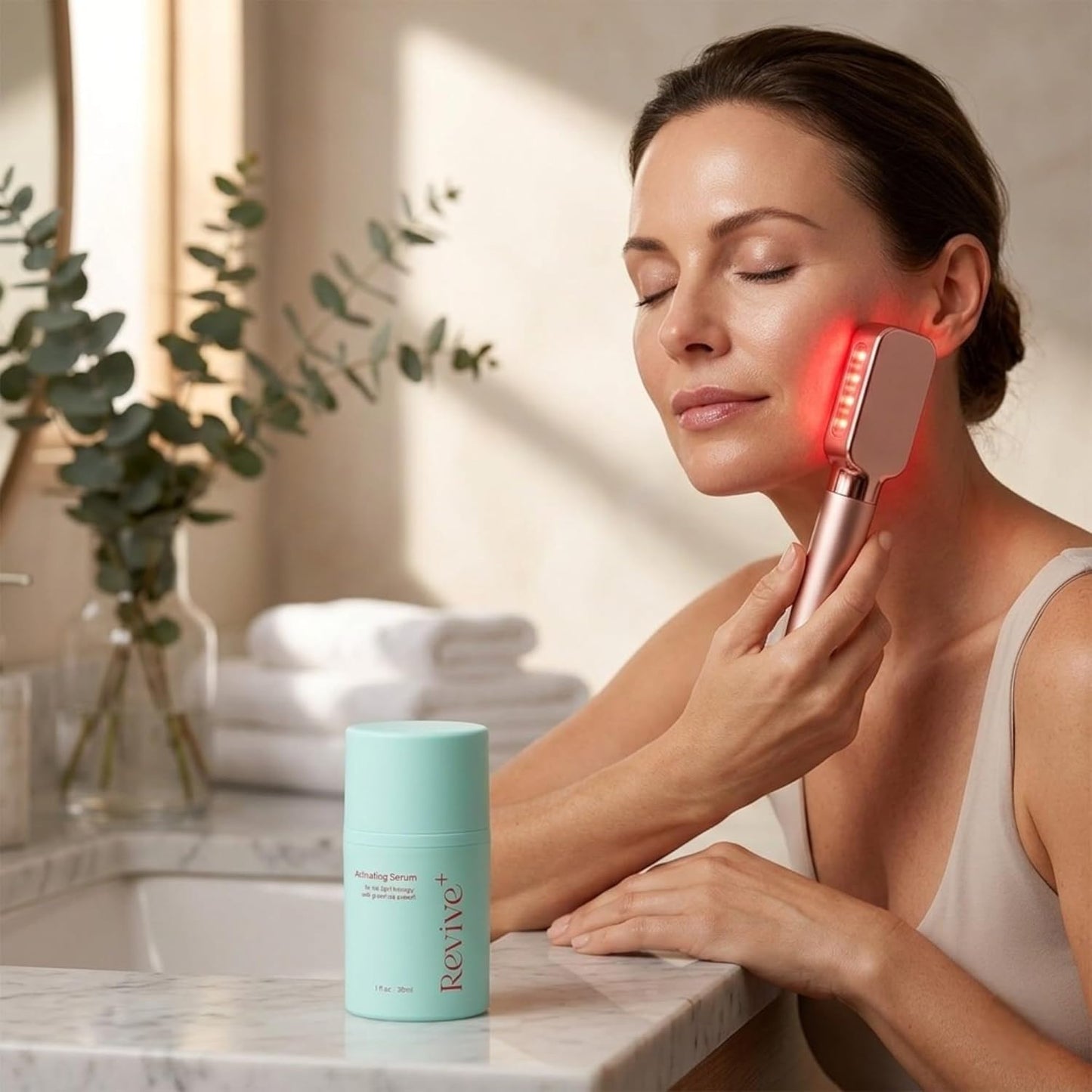 Red Light Therapy Serum for Face - Hydrating Anti-Wrinkle Formula with Green Tea & Hyaluronic Acid | 1oz