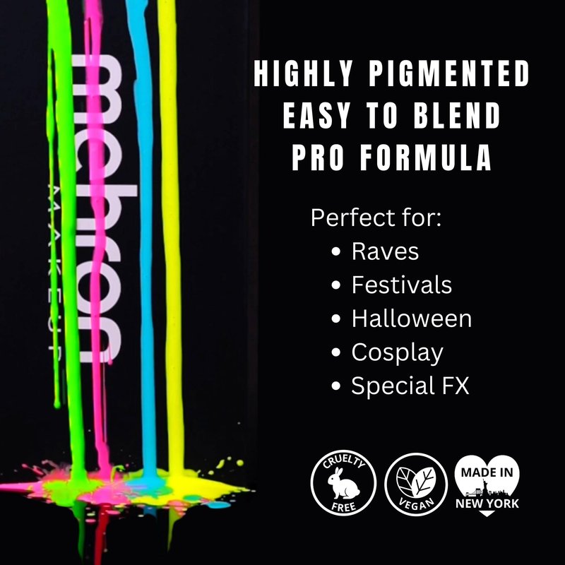 Mehron Paradise FX UV Neon Glow – Dark Matter – Neon Clear/Blue UV 0.25 oz | Pro Water-Activated Shimmer Paint for Raves, Costumes, SFX, Halloween, Stage, Screen, Theater & Cosplay
