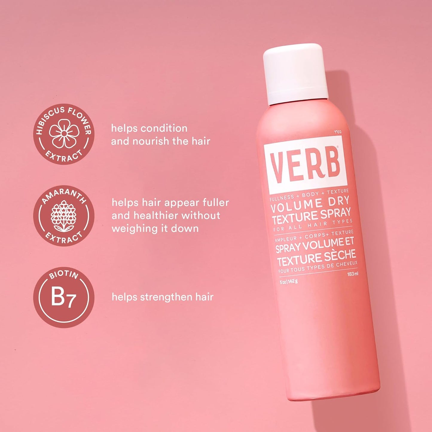 VERB Volume Dry Texture Spray - Boosts Hair Volume & Fullness | Sulfate-Free, Paraben-Free, Gluten-Free