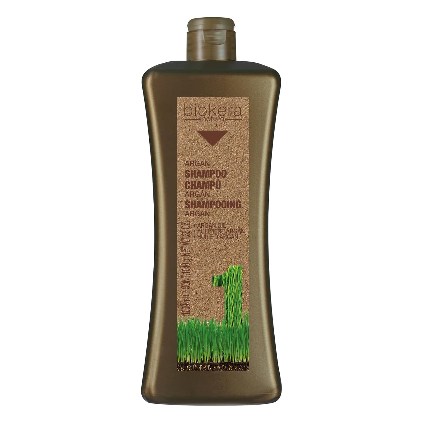 Salerm Argan Shampoo Biokera Natura - Deep Hydration for Damaged Hair - 1000ml | Argan & Cotton Oil