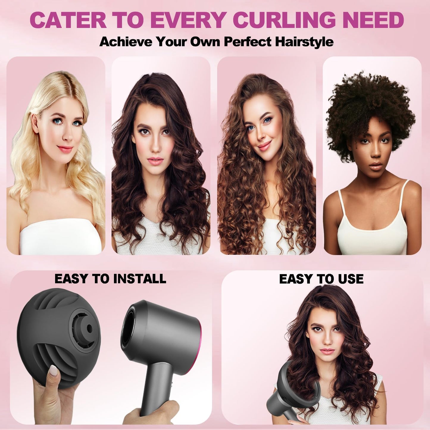 YTCHYYSK New Wave+Curl Diffuser Nozzle for Dyson Supersonic Hair Dryer HD01 HD02 HD03 HD04 HD08 HD15 HD16 Accessories, Attachemnt Parts No 973924-01, One Tool Two Mode for Wavy Curly or Coily Hair