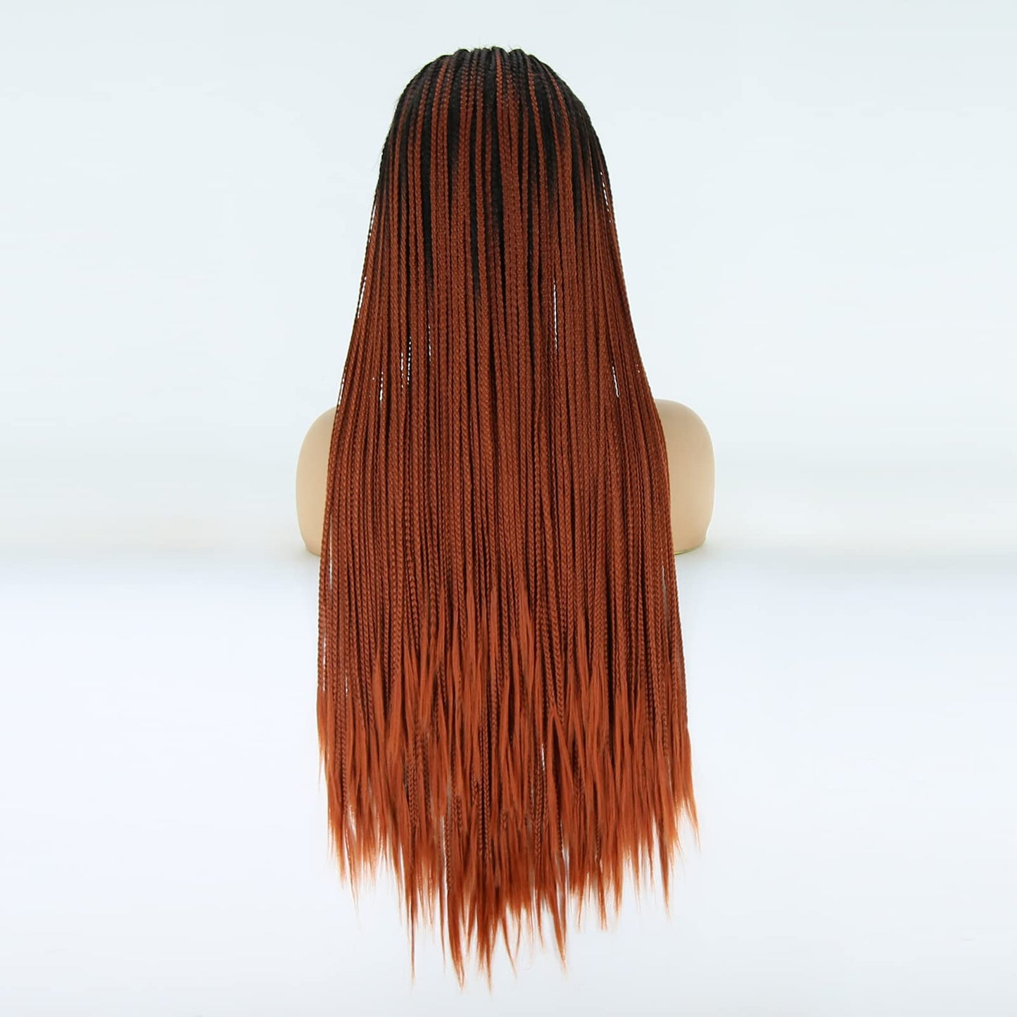 BTWTRY Black Ombre Orange #360 Color Braided Synthetic Lace Front Wigs for Black Women Heat Resistant Fiber Hair Micro Braided Hair Box Braids Wig (24inch, 1B/#360)