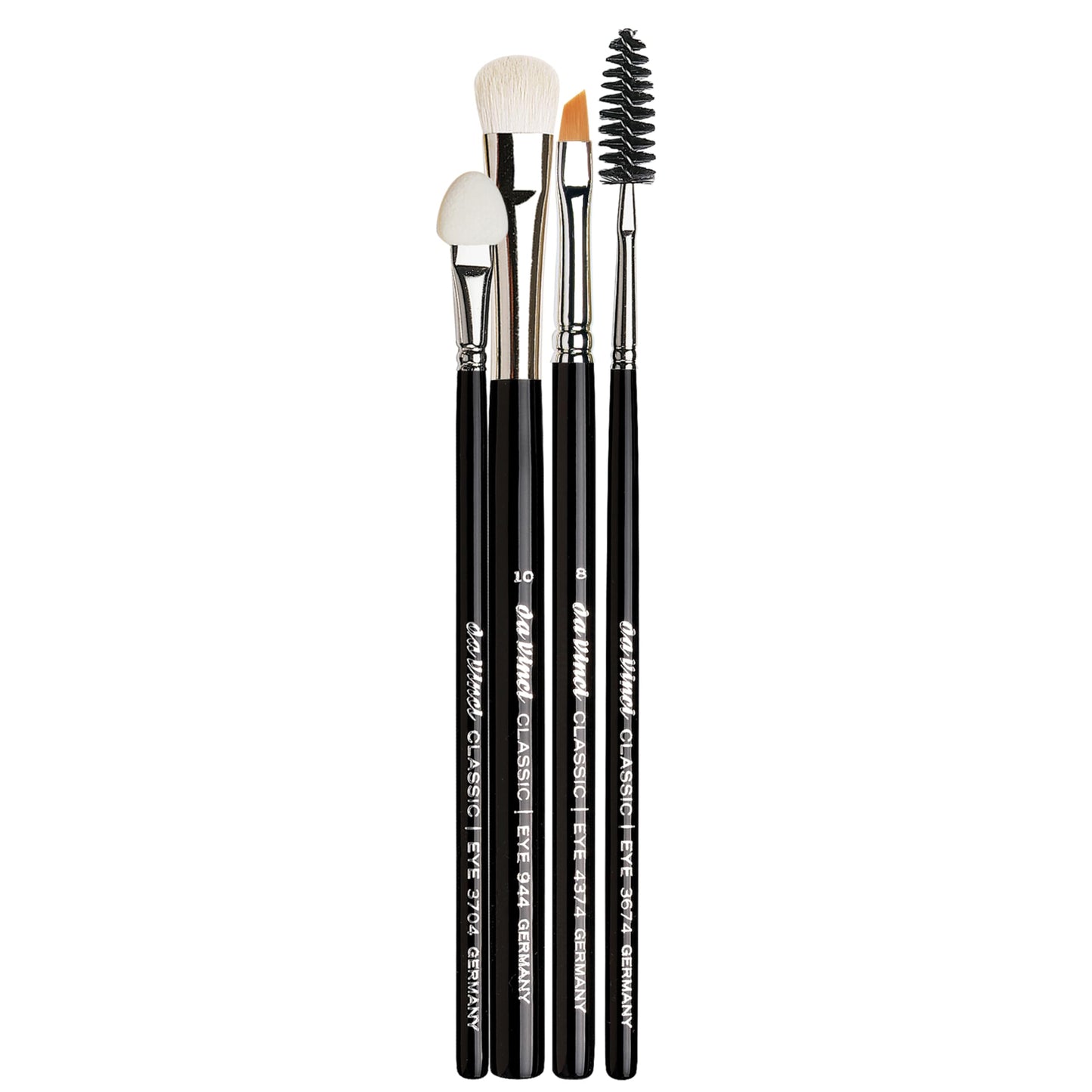 da Vinci Cosmetics Series 4803 Classic Smokey Eyes Look Brush Set with Eyeliner, Blender, Eyelash Brush, and Applicator, Multiple Sizes, 46.2 Gram, 4 Brushes