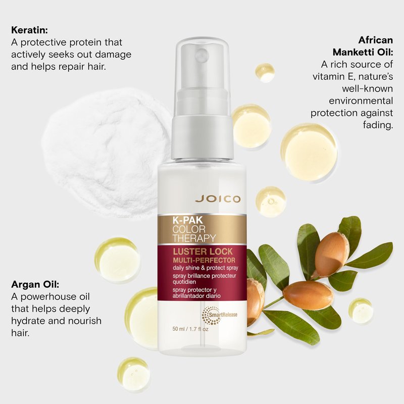 K-PAK Color Therapy Luster Lock Multi-Perfector Daily Shine & Protect Spray | For Color-Treated Hair | Instantly Detangle | Control Frizz | Boost Shine | With African Maketti & Argan Oil | 1.7 Fl Oz