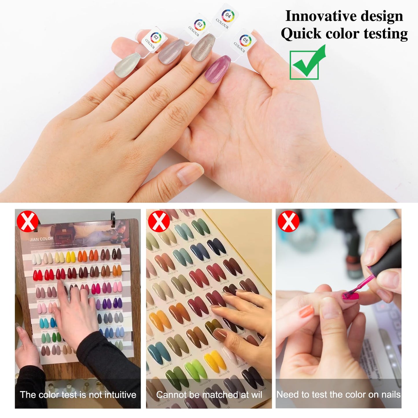 C12rtive 96 Magnetic Nail Swatch Book,Leather Magnetic Color Display Book with 96PCS Magnetic Tips & 1-120 Number Labels,Perfect for Nail Polish Nails Art Design(White)