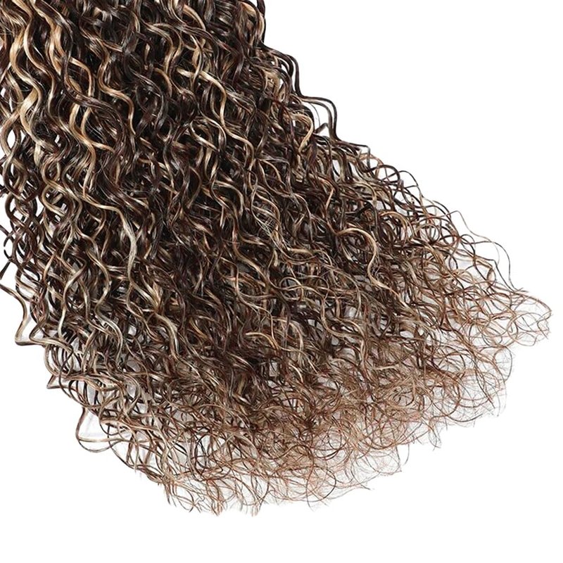 Kinky Curly Hair Bundles - Ombre Brown & Light Blonde Mix | 10-14 Inch Brazilian Human Hair Extensions