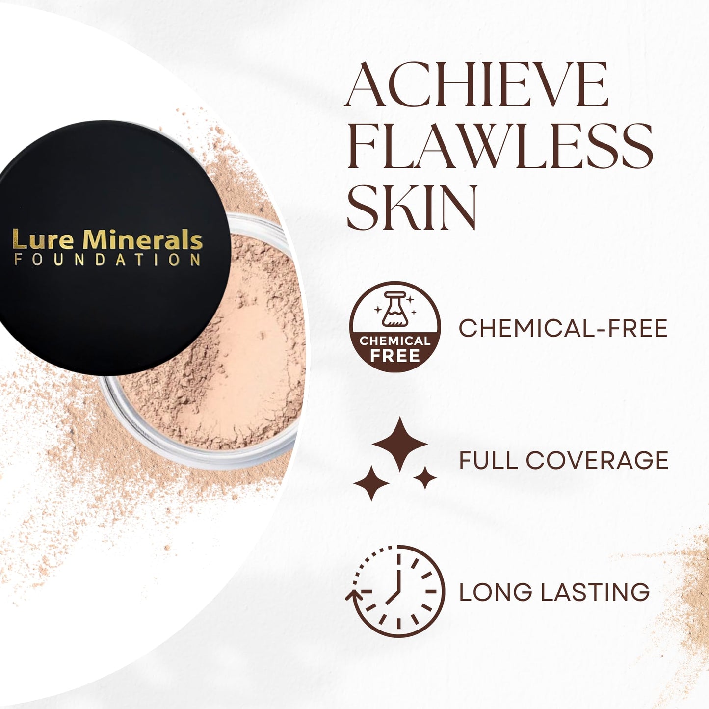 Lure Minerals Foundation Loose Powder 8g Sifter Jar- Choose Color,free of Harmful Ingredients (Compare to Bare Minerals (Fairly Light -Matte 8 grams)