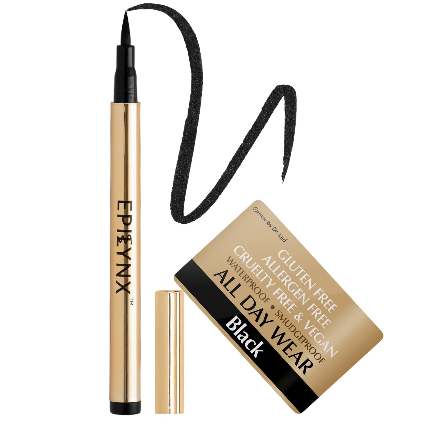 EPILYNX Liquid Eyeliner - Hypoallergenic Eyeliner with Fine Brush Tip, Long-Lasting Waterproof Eye Liner - Cruelty-Free, Vegan, Hypoallergenic, Gluten-Free, Smooth Application Liquid Eye Liner, 2mL