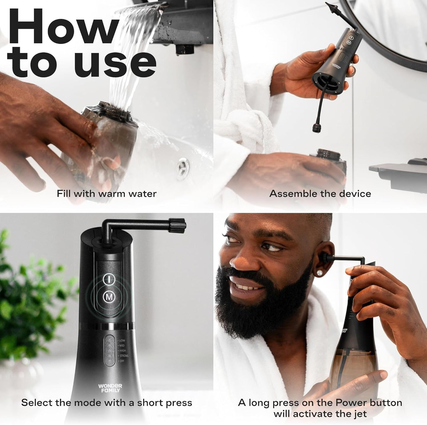 Electric Ear Wax Removal Kit with 5 Pressure Modes and Auto Timer, Ear Irrigation Cleaner with 6 Nozzles and 2 Jet Tips, IPX7 Waterproof Ear Cleaning System with Basin and Charging Cable