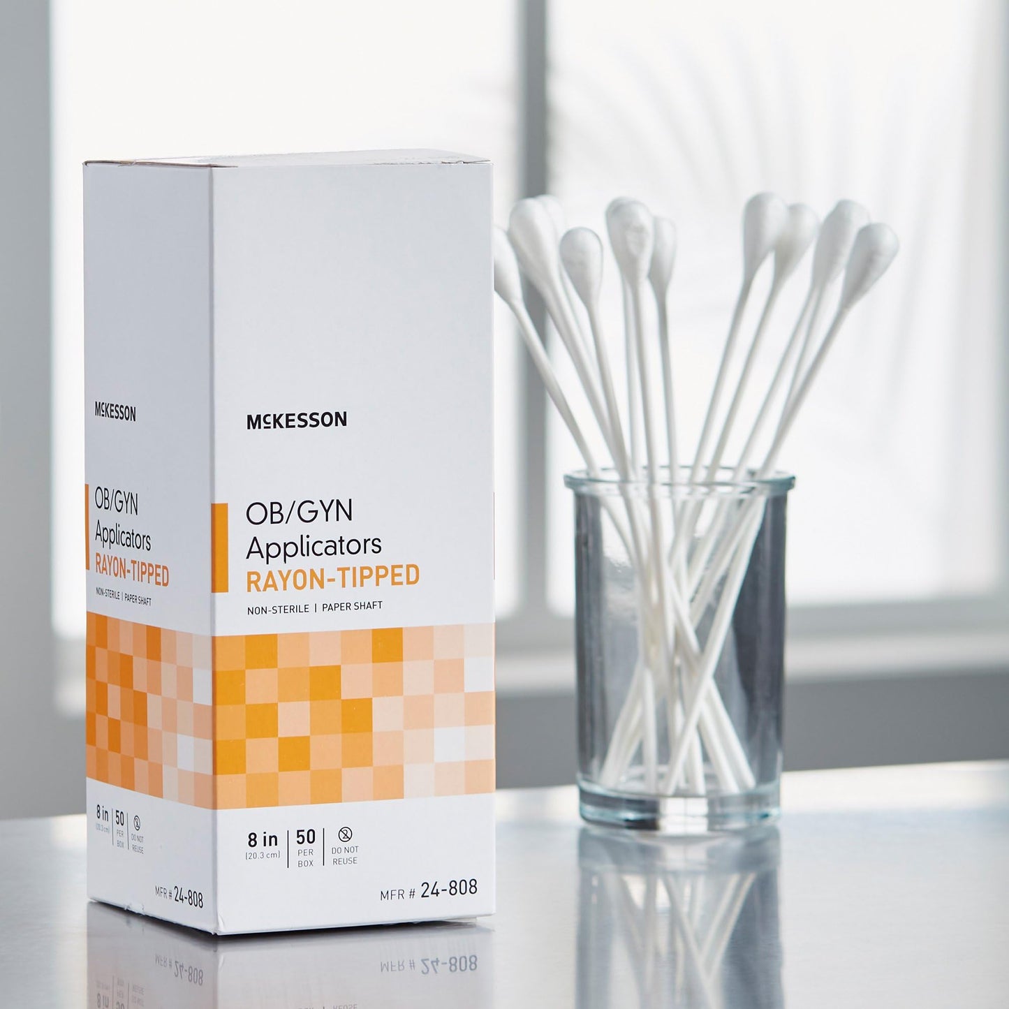 McKesson OB/GYN Applicators Rayon Tipped, Non-Sterile, 8 in, 50 Count, 2 Pack