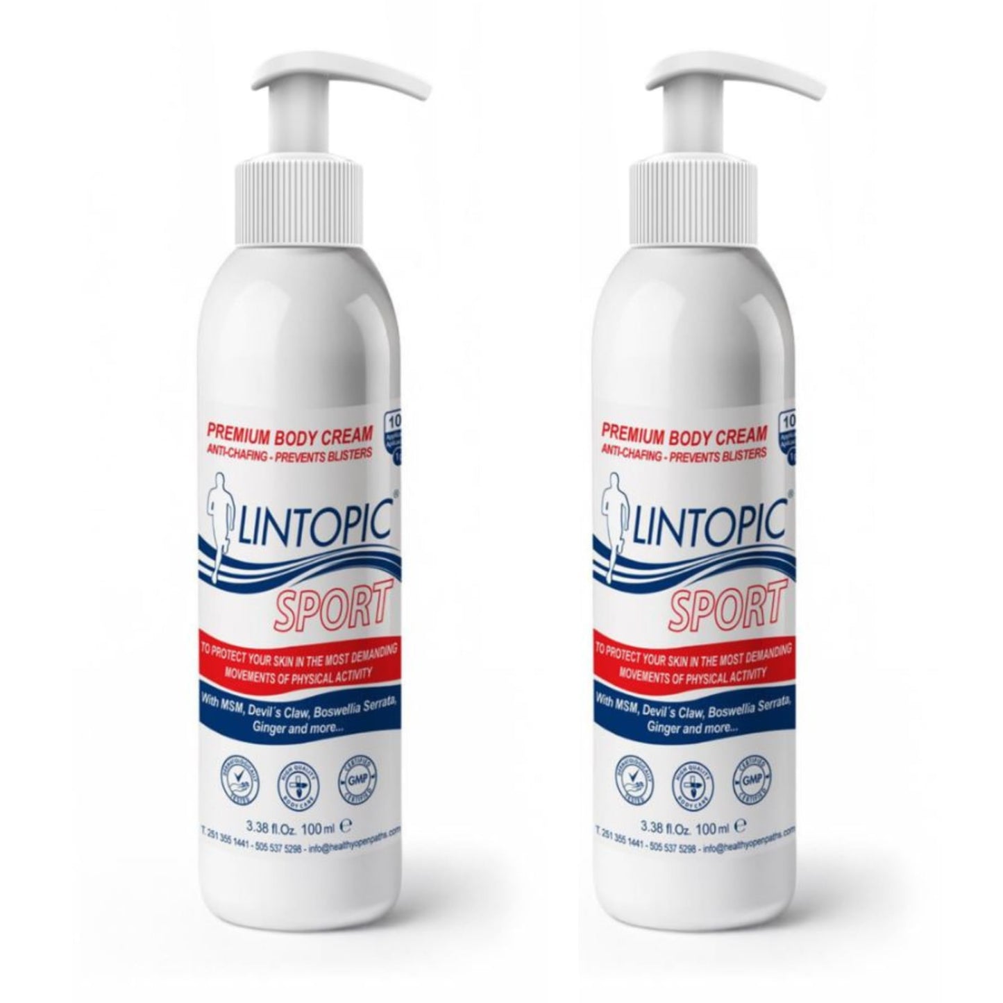 LINTOPIC Anti Chafing Cream for Women & Men (2 Pack) – Prevents Thigh Chafing, Friction & Skin Irritation – Fast Absorbing Non Greasy Formula for Running, Cycling & Sports – 3.38 fl oz Each