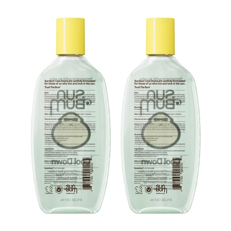 Sun Bum Cool Down Aloe Vera Gel - Vegan After Sun Care to Soothe and Hydrate Sunburn - 8 oz (2 pack)