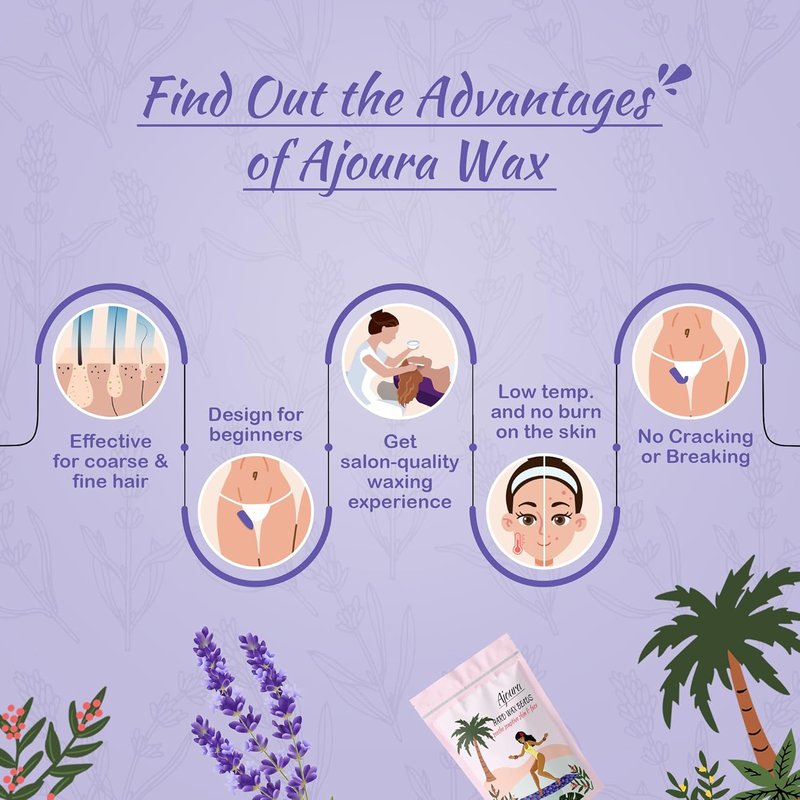 Ajoura Rose & Lavender Hard Wax Beads - 2 lb Rose + 1 lb Lavender | Sensitive Skin Hair Removal, Coarse Hair, Brazilian Bikini