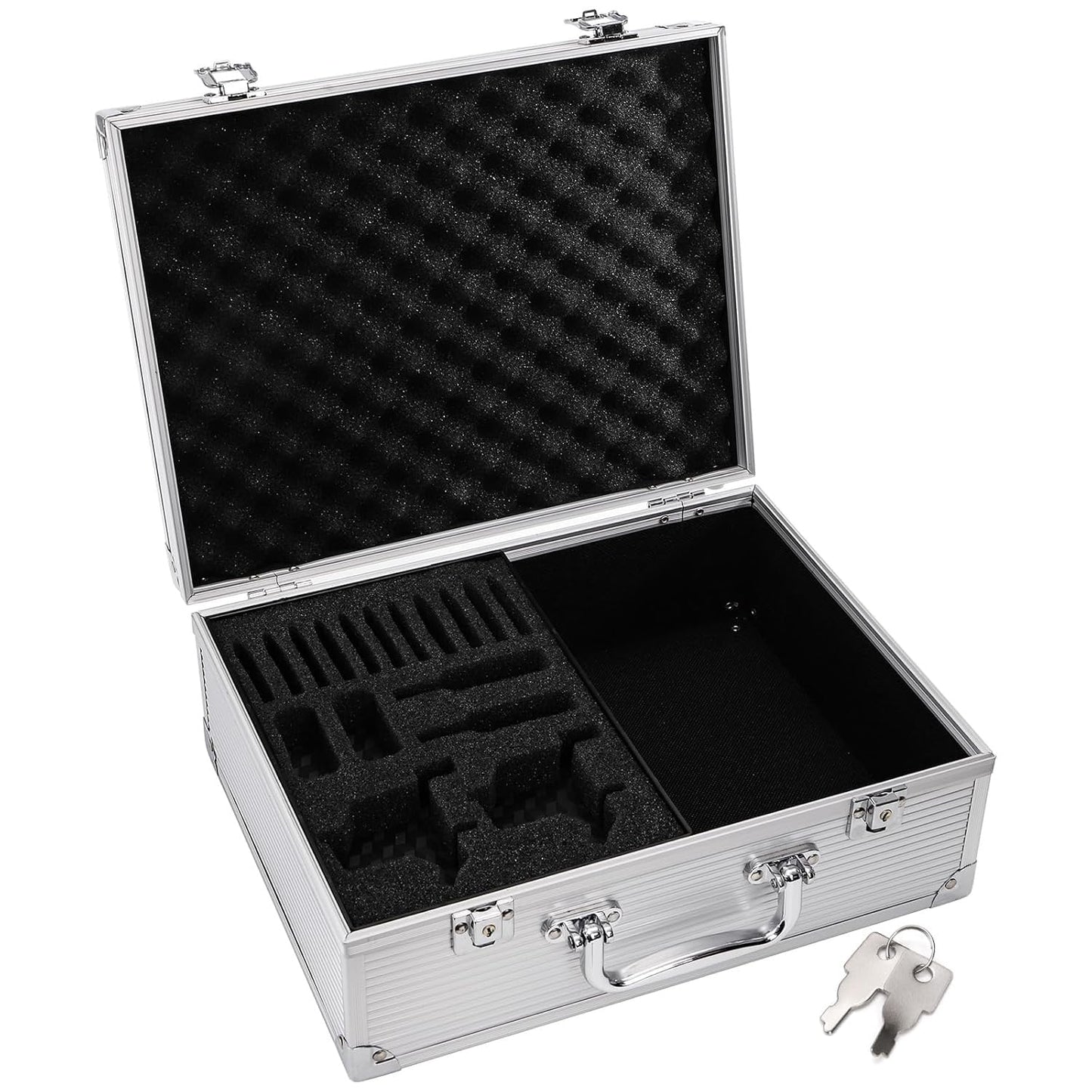 ordertattoo Large Tattoo Case Tattoo Kit Box - Aluminum Traveling Convention Carry Case (Silver)