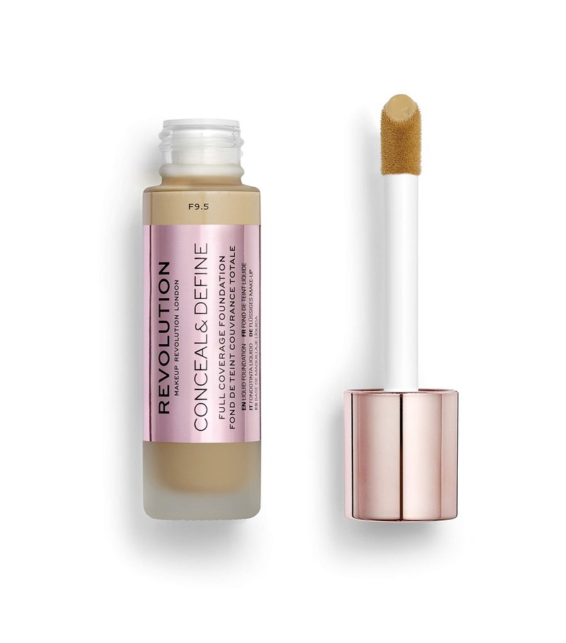 Makeup Revolution Conceal and Define Foundation, Full Coverage & Matte Finish, F9.5 for Medium Skin Tones, Vegan & Cruelty-Free, 0.7 Fl Oz