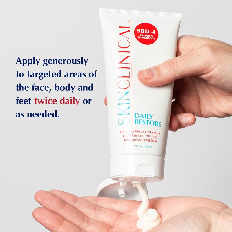 SkinClinical Daily Restore Hydrating and Moisturizing Body Lotion For Very Dry Skin, Psoriasis and Eczema Aftercare, Nourishes Skin with SBD-4 Patented Ingredient, Unscented Body and Face Lotion, 6 oz