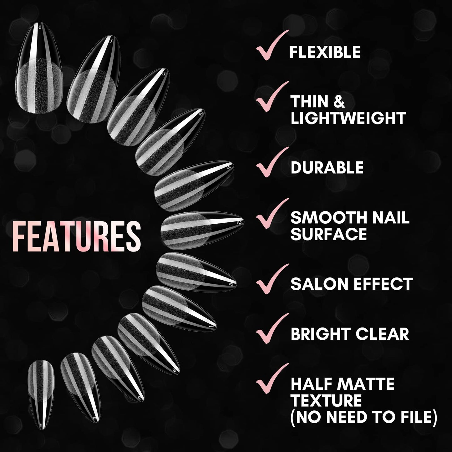 Makartt 504Pcs Soft Gel Full Cover Tips, Almond Stiletto False Nail Tips Bundle 2pcs No Wipe Gel Top Coat and Base Coat 15ml Bundle 3 in 1 Nail Glue Gel for Acrylic Nails UV Gel Curing Needed 1PC 15ml